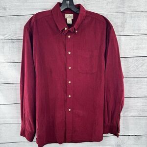 LL Bean Shirt‎ Mens Large Red Burgundy Corduroy Button Up Cotton Cords Outdoor